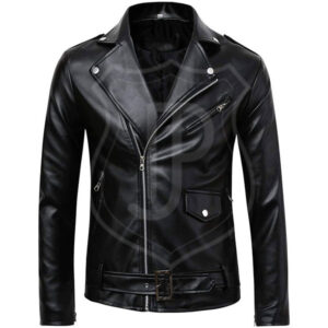Buston Black Shining Leather Jacket