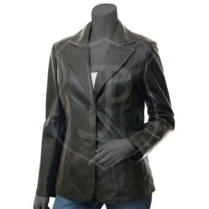 Lambskin Leather Blazer for Women’s Black Leather Jacket