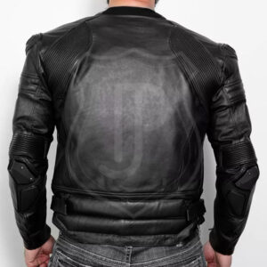 Men’s Black Motorcycle Leather Jacket with Armor
