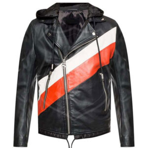Red and White Stripped Hooded Jacket