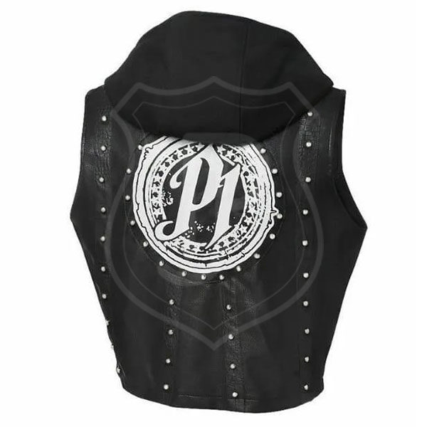 WWE 2K22 AJ Leather Hooded Vest