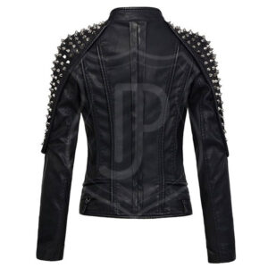 Women Punk Stylish Studded Leather Jacket