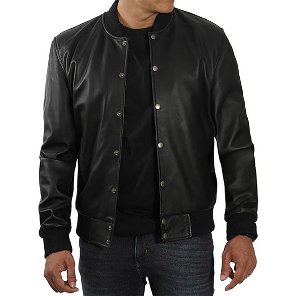 Eren Men's Black Buttoned Leather Jacket