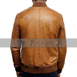 Waxed Sheepskin Leather Bomber Jacket