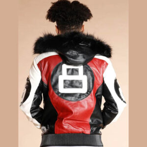 8 Ball Shearling Bomber Leather Jacket