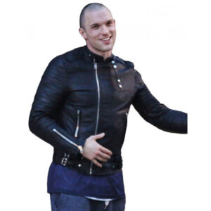 Deadpool 2016 Ed Skrein Slim-Fit Black Leather Jacket