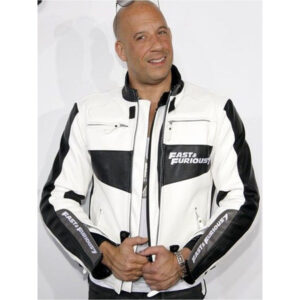 FAST AND FURIOUS 7 VIN DIESEL WHITE LEATHER JACKET