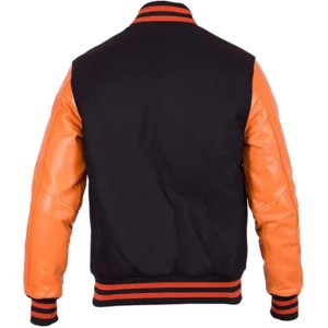 Men’s Black and Orange Varsity Jacket – Baseball Style