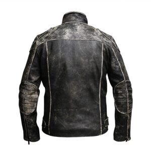 Retro Classic Cafe Racer Distressed Men’s Black Genuine Leather Jacket