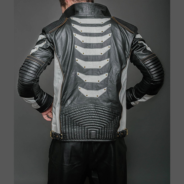Frank Mens Metallic Black Biker Jacket