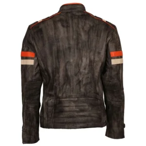 Men’s Cafe Racer And Slim Fit Distressed Black Leather Jacket