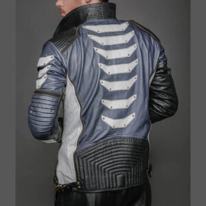 Mike Blue Mens Leather Metallic Jacket