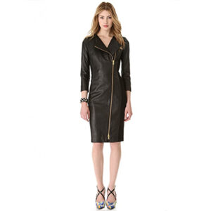 Ashley Roberts Black Leather Dress