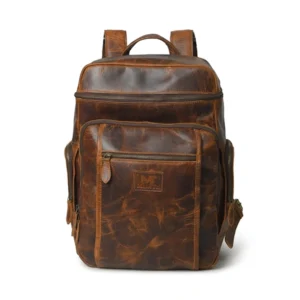 Alpha Caramel Buffalo Leather Travel Backpack
