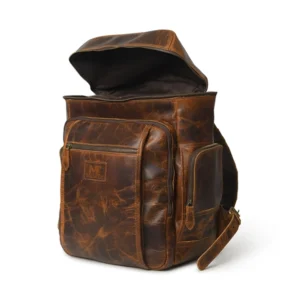 Alpha Caramel Buffalo Leather Travel Backpack