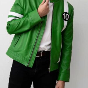 Mens Alien Green 10 Leather Jacket