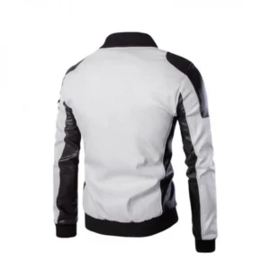 White Stylish Slim Fit Biker Men’s Leather Jacket