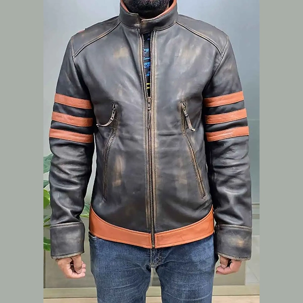 X Men Brown Leather Logan Wolverine Jacket