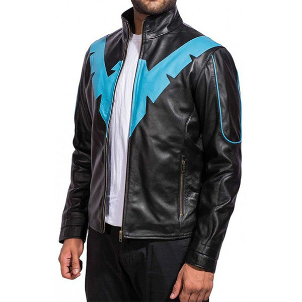 Arkham Knight Nightwing Black Leather Jacket