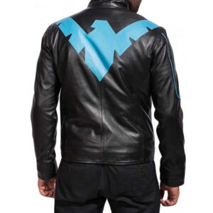 Arkham Knight Nightwing Black Leather Jacket