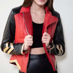Womens Warrior Red Leather Jacket