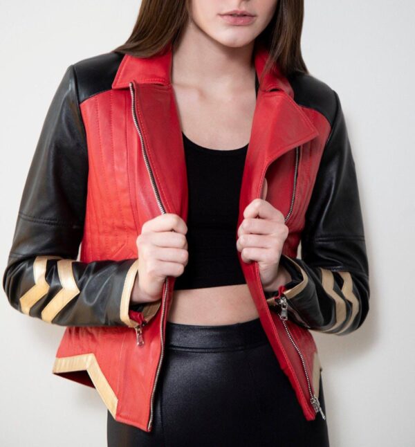 Womens Warrior Red Leather Jacket