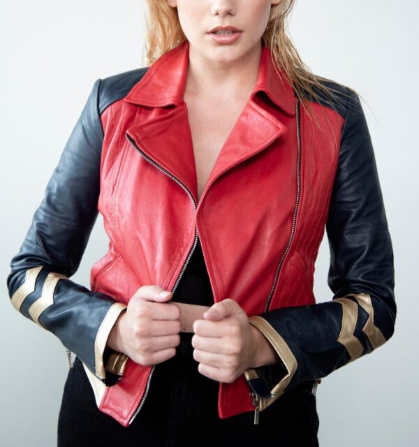 Womens Warrior Red Leather Jacket