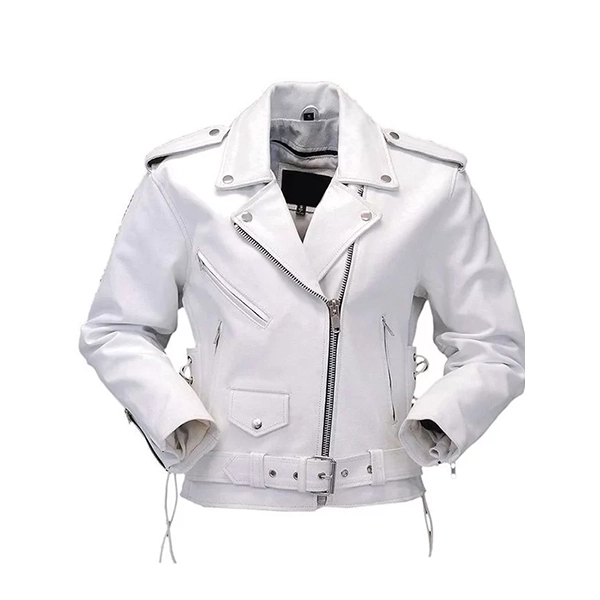 WOMENS WHITE MOTORCYCLE LEATHER JACKET