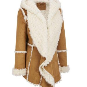 Womens Brown Fur Suede Overcoat