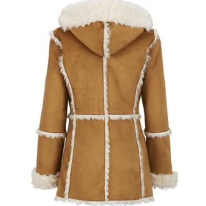 Womens Brown Fur Suede Overcoat