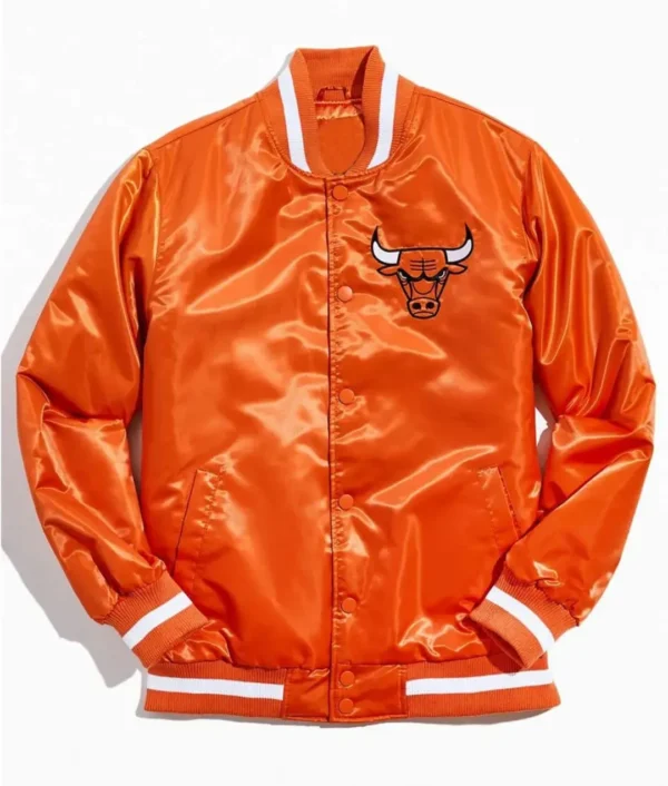 Chicago Bulls Bomber Orange Satin Jacket