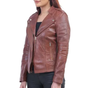 Womens Brown Asymmetrical Jacket