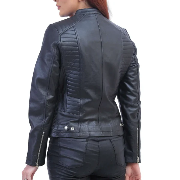 Womens Black Padded Leather Jacket