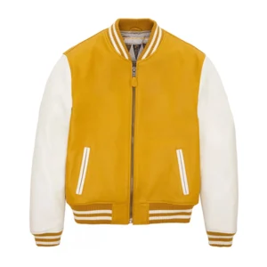 Unisex Yellow and White Varsity Jacket