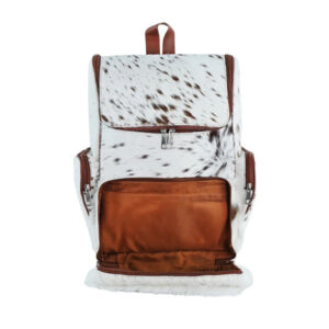 White & Brown Fur Cowhide Backpack