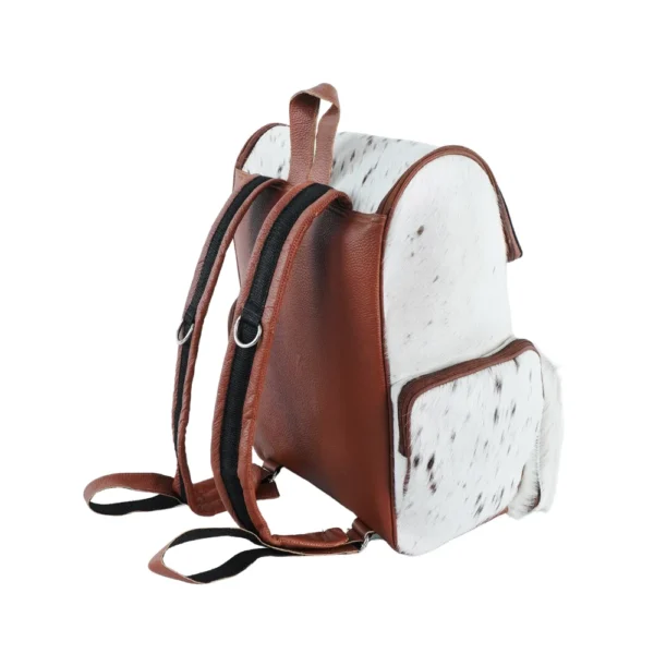 White & Brown Fur Cowhide Backpack