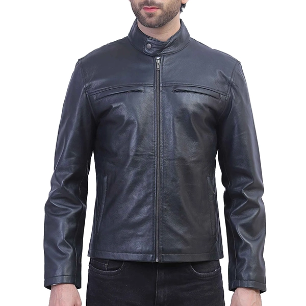 Men's Café Racer Black Leather Jacket