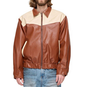 Levi Two Tone Brown and White Leather Jacket