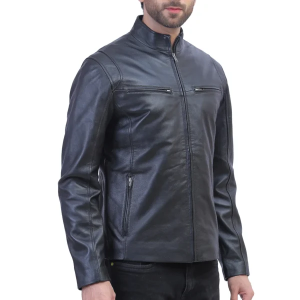 Mens Ionic Black Leather Jacket