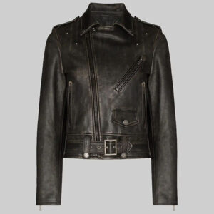 Brad Pitt Distressed Brown Leather Biker Jacket