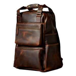 Brown Travel Leather Retro Backpack For Men