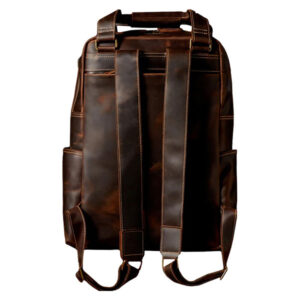 Brown Travel Leather Retro Backpack For Men