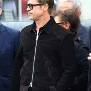 F1 Brad Pitt Black Suede Jacket