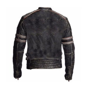 Biker Vintage Motorcycle Distressed Black Retro Leather Jacket