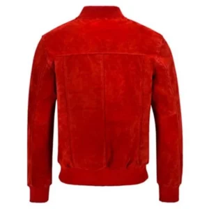 Men’s Classic Bomber 70’s Red Suede Leather Jacket