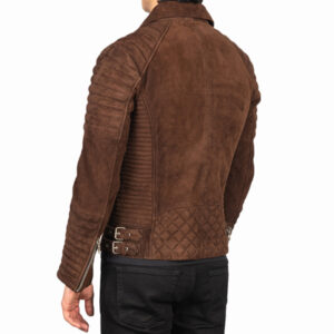 Ryan Men’s Brown Padded Design Moto Suede Jacket