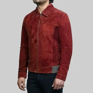 Ryan Reynolds Burgundy Suede Bomber Jacket