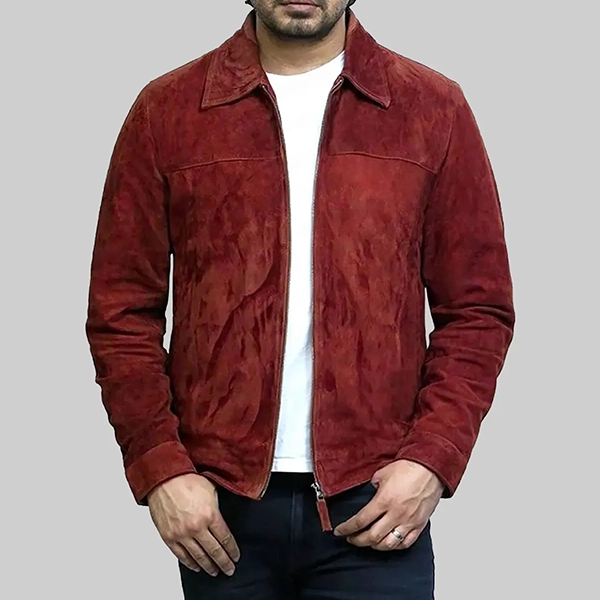 Ryan Reynolds Burgundy Suede Bomber Jacket