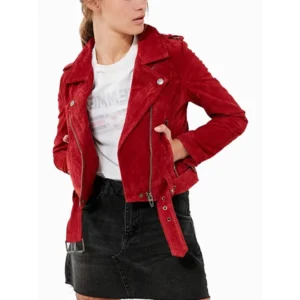 Women’s Red Suede Leather Jacket