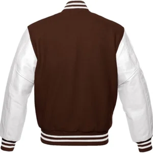 Mens Brown And White Varsity Jacket